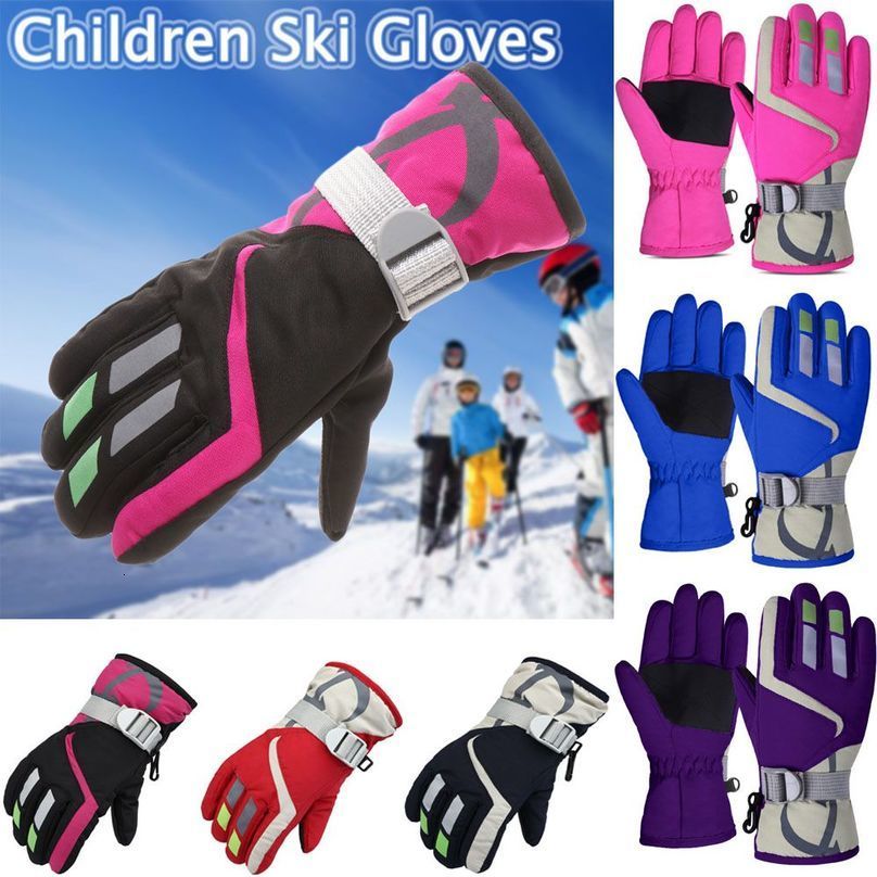 Fashion Thicken Warm Children Kids Nonslip Longsleeved Mitten Windproof Waterproof Snow Snowboard Ski Gloves w260922