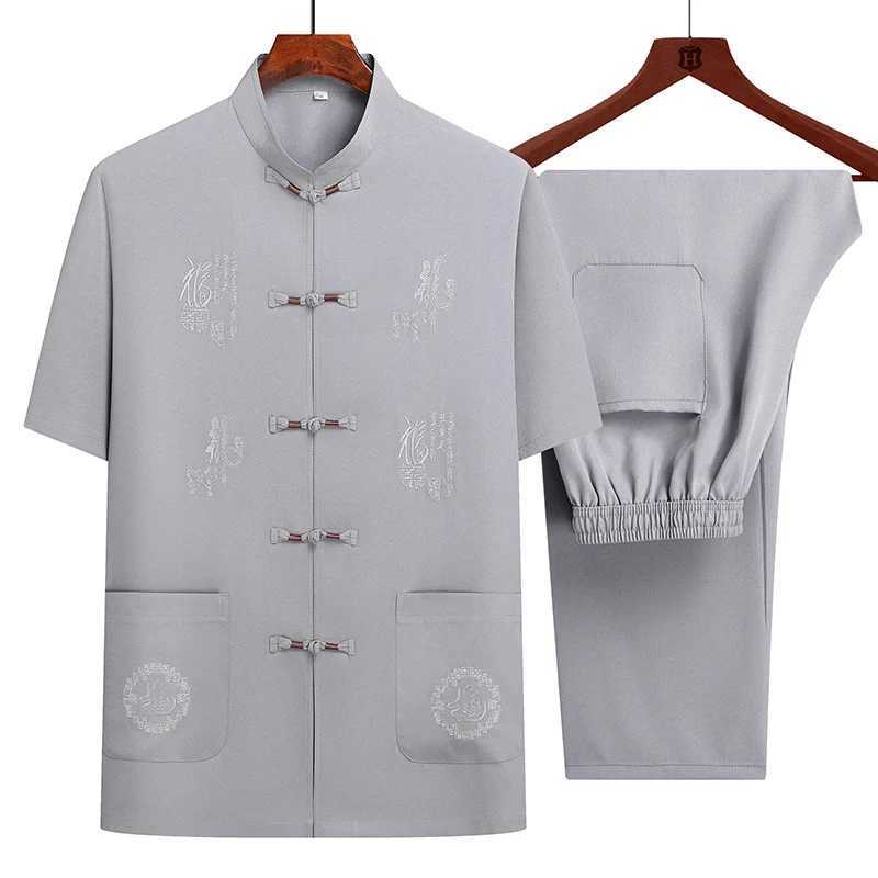 (Shirt + trousers) 2026 summer fashion men shirt short sleeve shirts mens sets High quality shirts male Two Piece M-4XL T260924