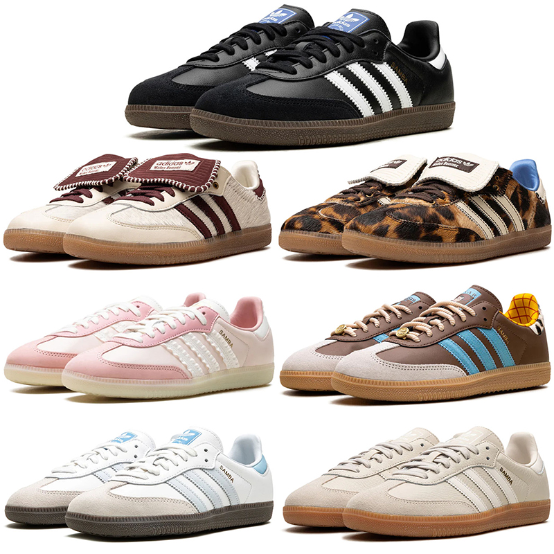Adidas Samba OG Wales Bonner causal shoes stylish black white silver leopard point men women durable footwear comfortable outdoor versatile leather