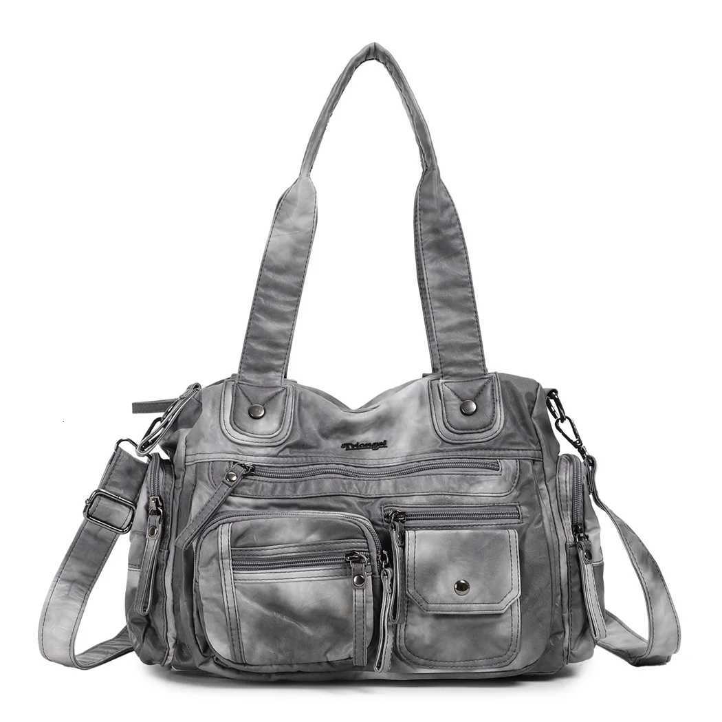 Evening Bags Women Multi-Pocket Soft PU Leather Handbag Large Capacity Tote Shoulder Crossbody Bag with Zipper Pockets Casual Commuter Purse H261016