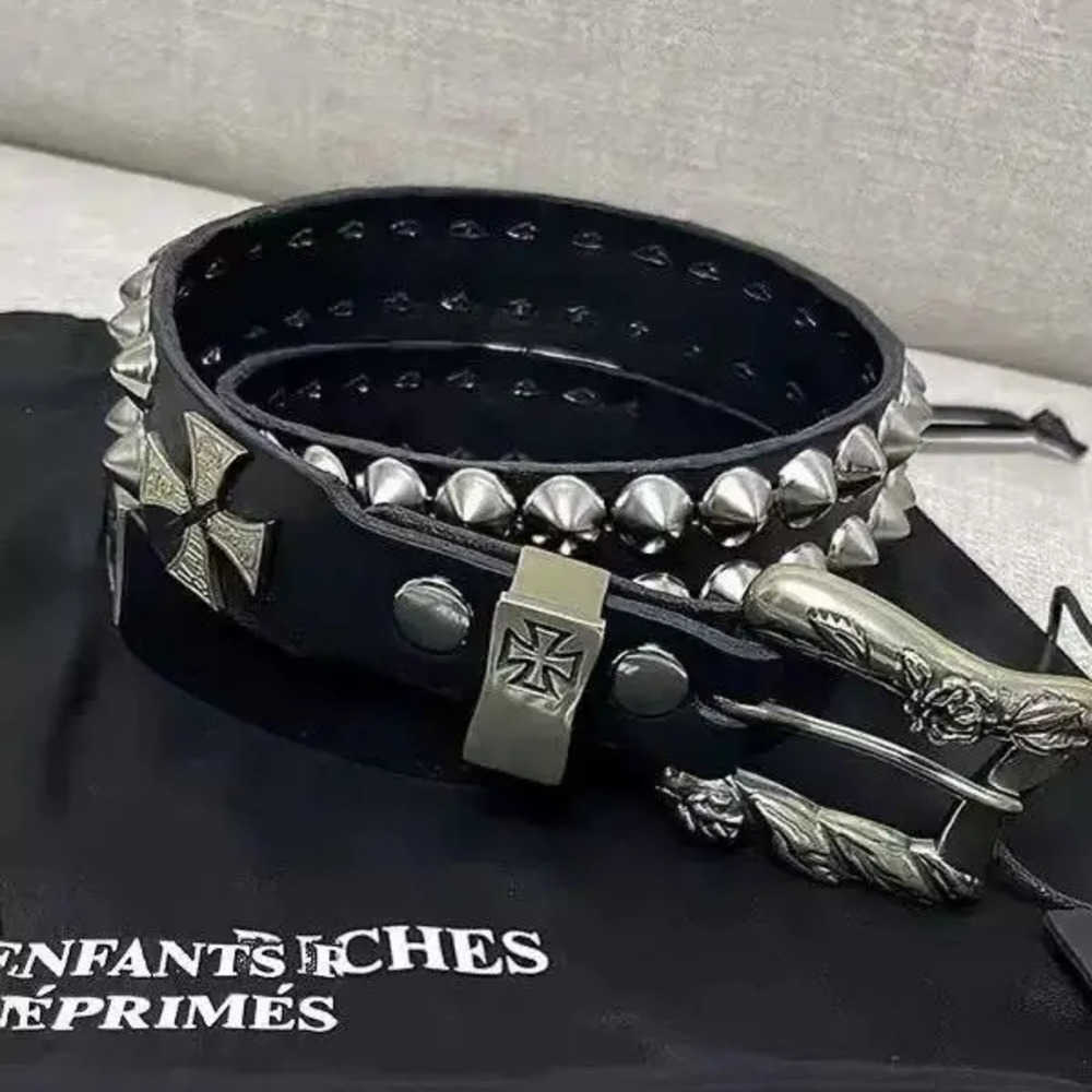 Melancholic ERD Second Belts Generation New Double Cross Men's and Women's Punk Belt Rivet Hot Girl Double Row Belt Ins Style J260923