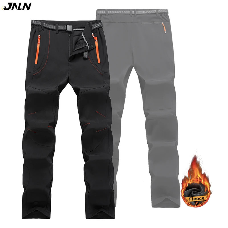 JNLN Thick Warm Fleece Hiking Pants Men Winter Waterproof Windproof Outdoor Soft Shell Rain Trousers Trekking Camping Ski Pants 260923