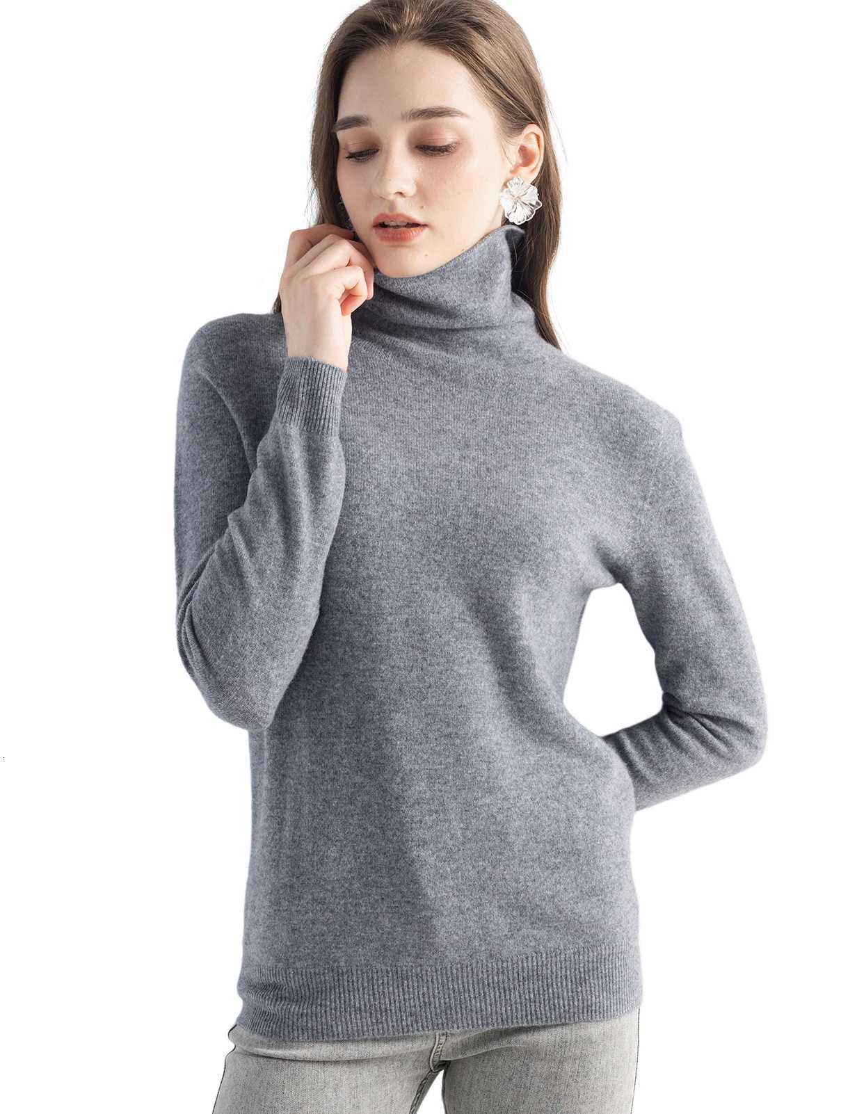 Women's Sweaters 100% Merino Wool Turtleneck Sweater Women's Clothing Pullover Turtleneck Sweater Fall Winter Jumper Long Sleeve Knitted W