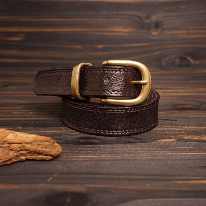 3CM for Women Genuine Leather Vintage Top Layer Cowhide Pure Copper Buckle Women's Jeans Embroidered Belt Versatile