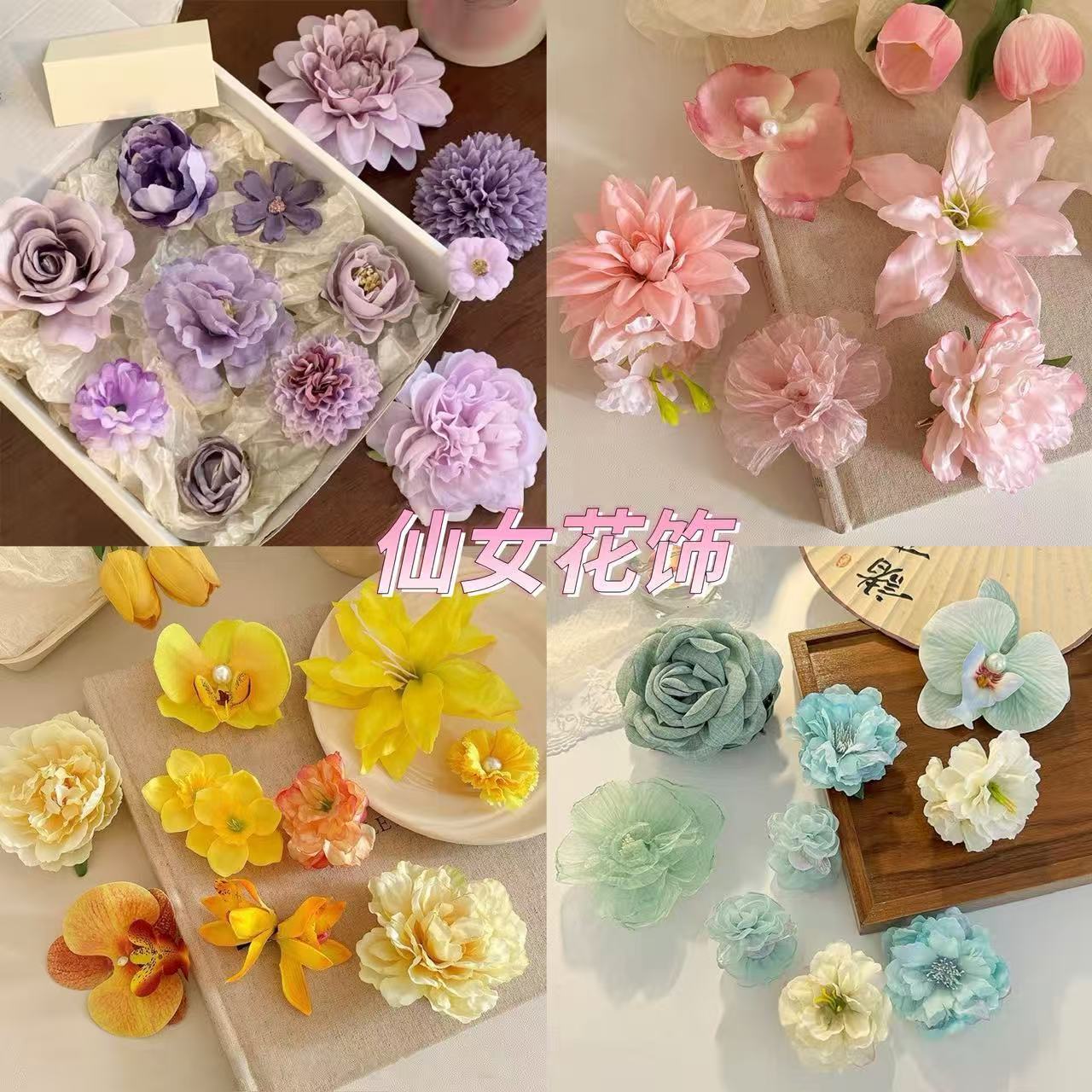 Spring and summer floral side clips, behind-ear hairpins for women, 2026 new style artificial flower accessories, seaside hair accessories
