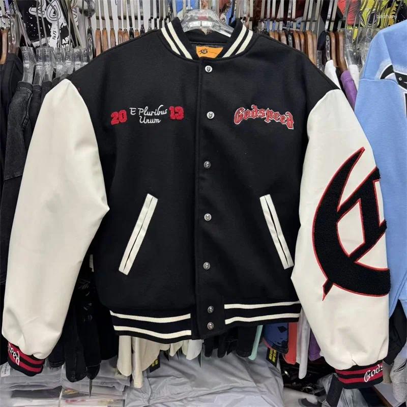 Skeleton Embroidery Oversized Baseball Jackets Thickened Cotton Clip American Hip Hop Black Mens