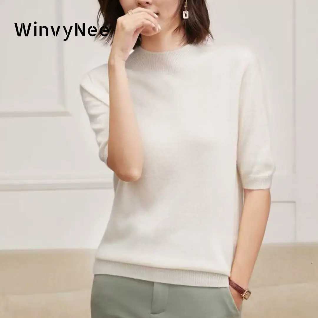Women's Sweaters WinvyNee Womens Clothing Wool Sweaters Short Sleeve O-Neck Autumn Solid Knitted Turtleneck Pullover Female Tops Y2k A1044012A