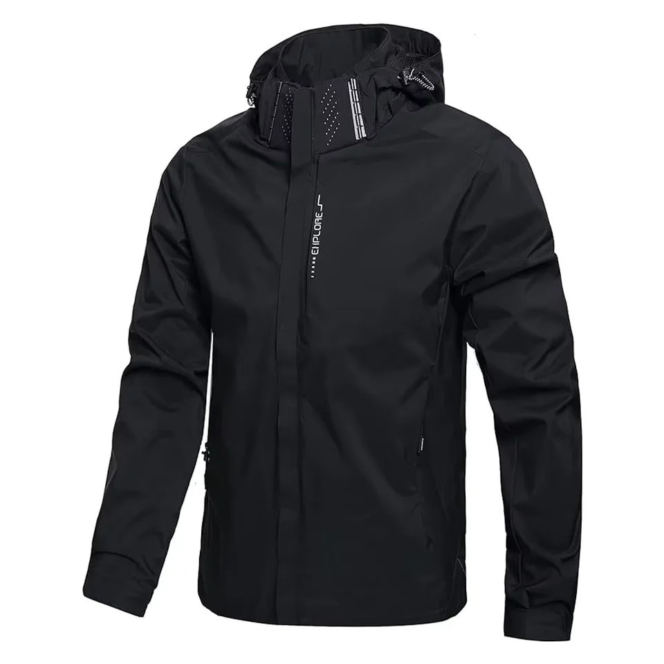 Mens Waterproof Rain Jacket Lightweight Outer Hooded Outdoor Raincoat Hiking Windproof Jacket Climbing Outdoor Jackets 260924