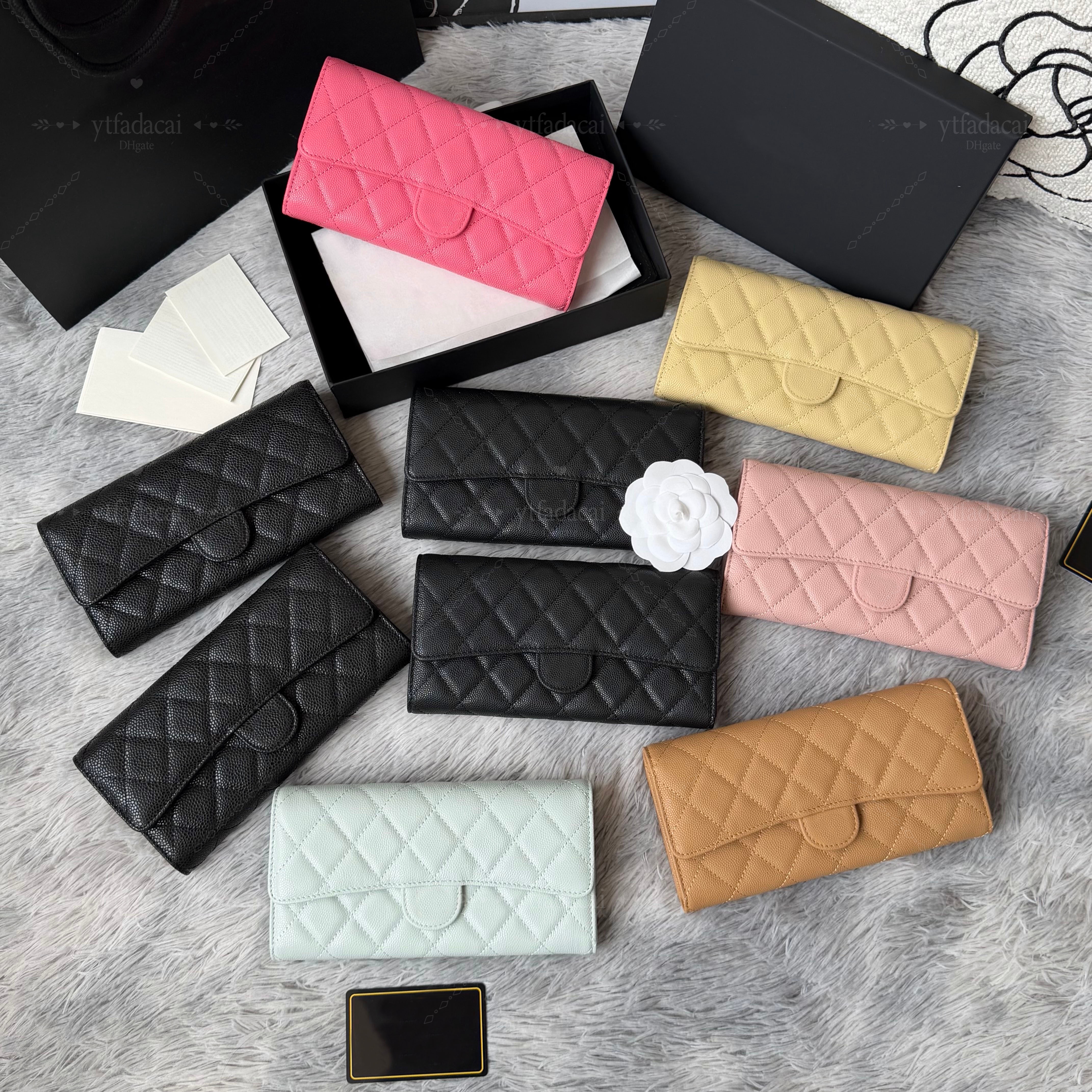 10A Mirror Quality Designer Wallet Caviar Genuine Leather Zipper Wallet Women's Handheld Wallet with Box C122