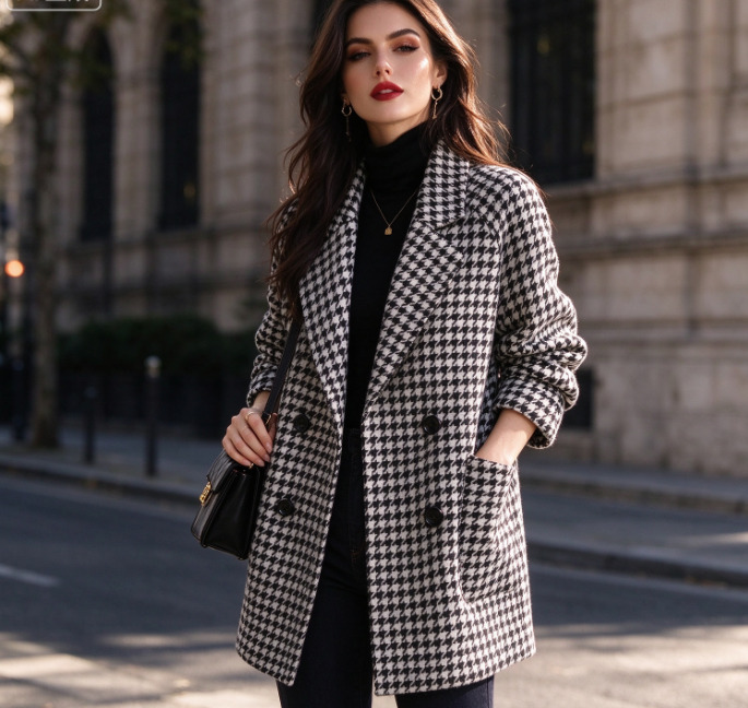 Casual Womens Designer Jacket French Elegant Classic Style Winter Thick Warm Long Top Suit Coat Loose Fashion Plus Size Suitable For Daily Wear Bout