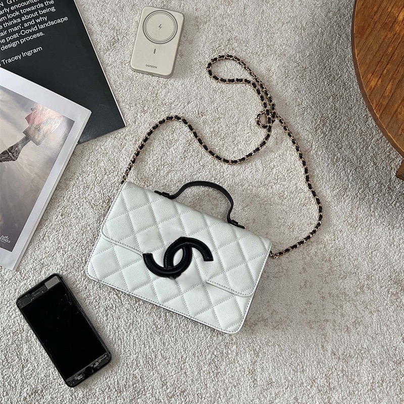 Designer Bag CC Top Handle Mini Flap Bags Two Tone Quilted Leather Gold Chain Strap CF Women Shoulder Crossbody Purse Black White Luxury Trendy Dail