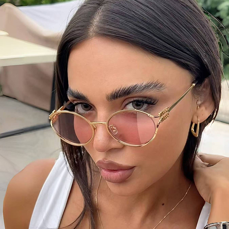 Luxury Brand Designer Sunglasses Luxury Brand Designer Sunglasses Summer New Oval Sunglasses With An Ins-Style High-End Look, Fashionable Women'