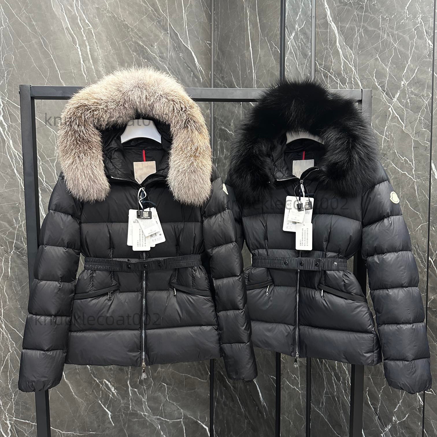 Designer Womens Down Jacket Removable waist-cinching Long Coat Large Pocket Fur Collar Thermal Top Female autumn winter Large Clothing Coats Outdoor