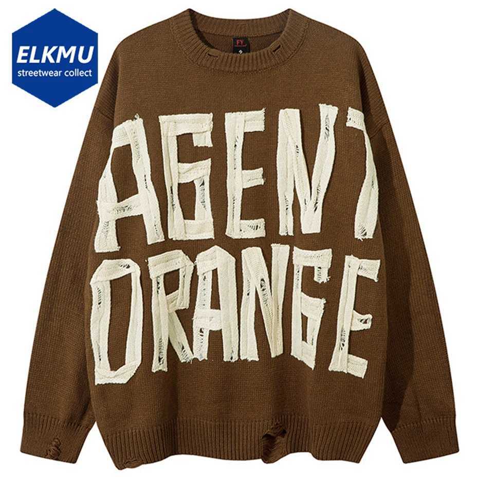 Men's Oversized Sweaters Sweaters Vintage Letter Patchwork Knit Pullover Jumper Men Streetwear Harajuku Hip Hop Y2K Sweater Knitwear C260923