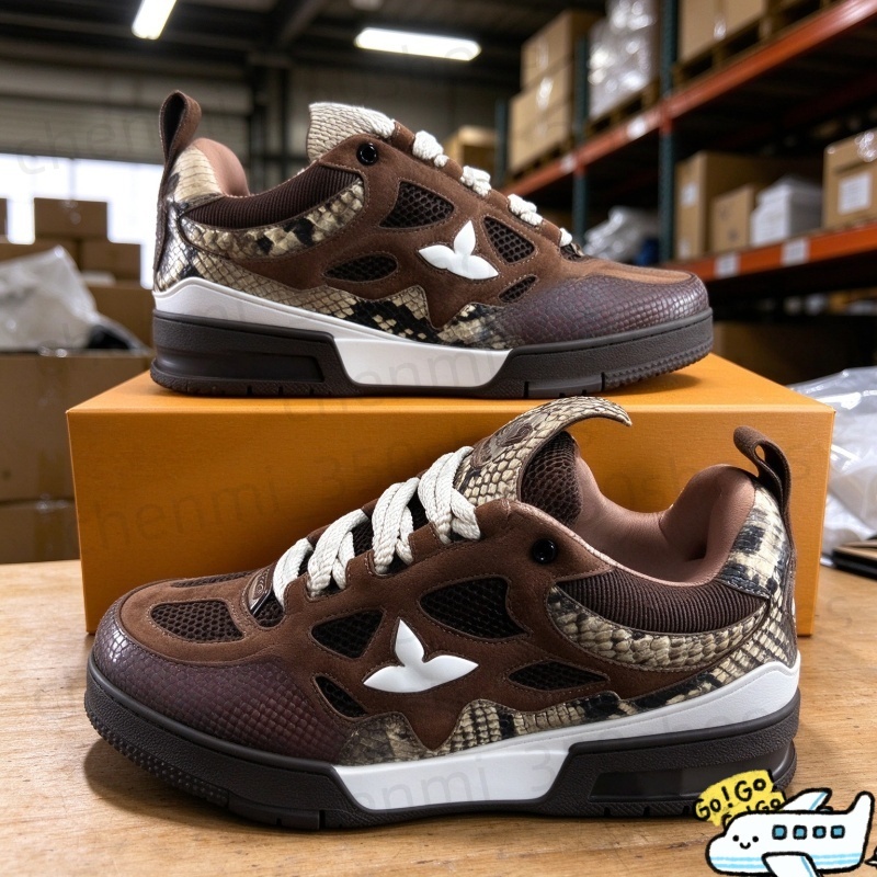 SKATE Designer Sport Shoes Unisex Bread Sneakers Women Men Black Canvas Upper Floral Printed Pattern Chunky Platform Sole Lace Up Casual Jogging Sho