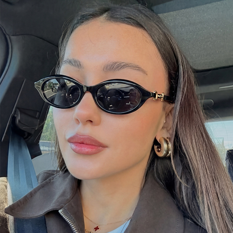 Luxury Brand Designer Sunglasses 2026 New Oval Frame European And American Women, High-End Fashion Eyewear Small Faces, Cat Eye Sunglasses For Trend