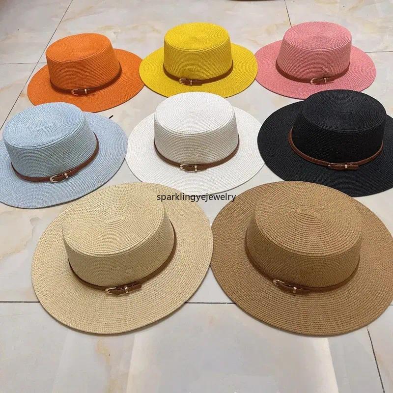 2026 Designer Bucket Hat Luxury Straw Hat Fashion Straw Flat Top Wide Brim Hats Candy Fitted Casual Fisherman Cap Summer Hat Sun Protection Visor Ca