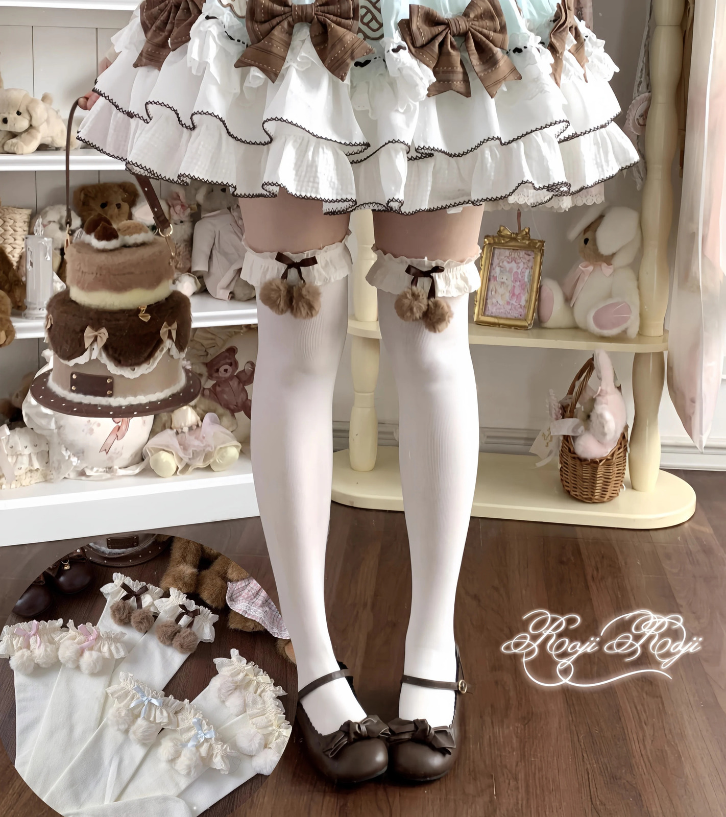 Japanese Sweet Lolita Furball Lace Cotton Socks JK Girl Harajuku Bow Kneehigh Socks Women Autumn and Winter Warm Pile Socks 260924