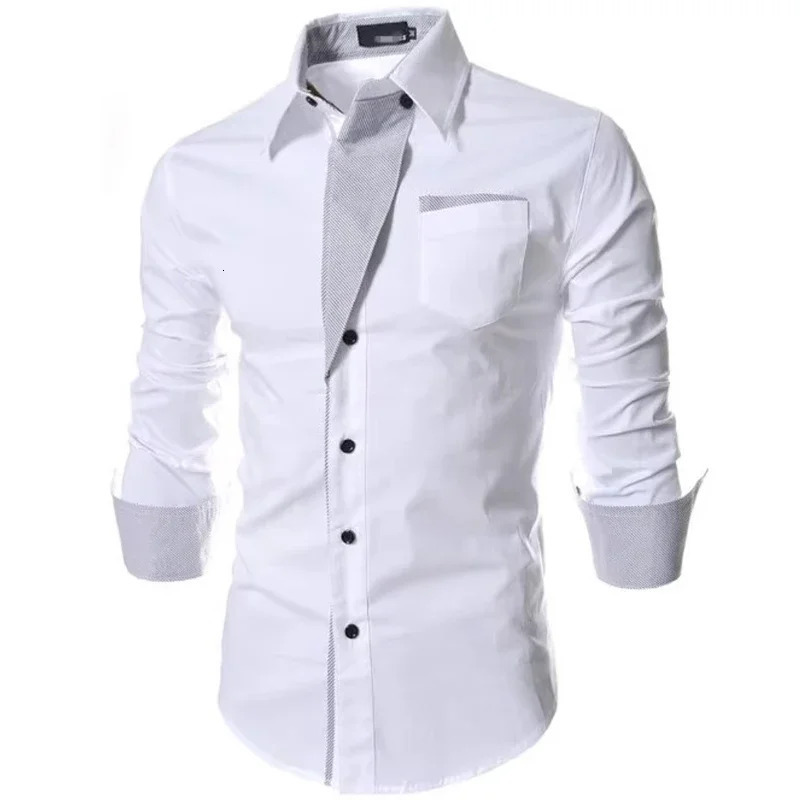 White Striped Shirts Mens Long Sleeved Business Slim Fit Male Shirt Black Social Clothes Camisa Masculina Vetement Homme 260922