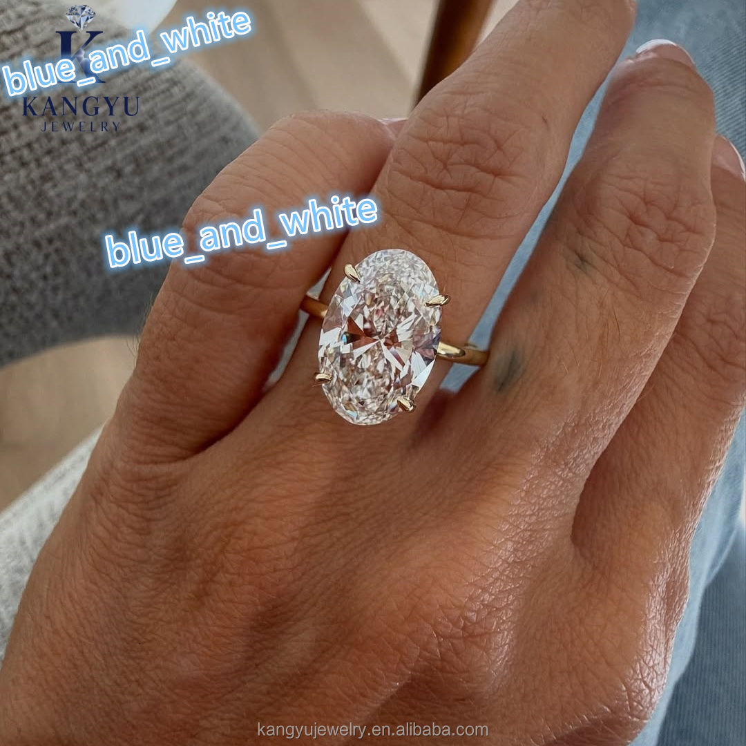 Kangyu Jewelry Custom 18k Lab Grown Oval Shape D Color Diamond Women's Engagement Ring IGI Certified Filled VVS/VS Clarity Gold