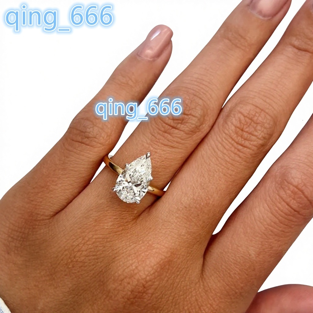 Custom 14K 18K Solid Gold White Yellow Lab Grown Diamond Engagement Ring 1CT D CVD Pear Cut