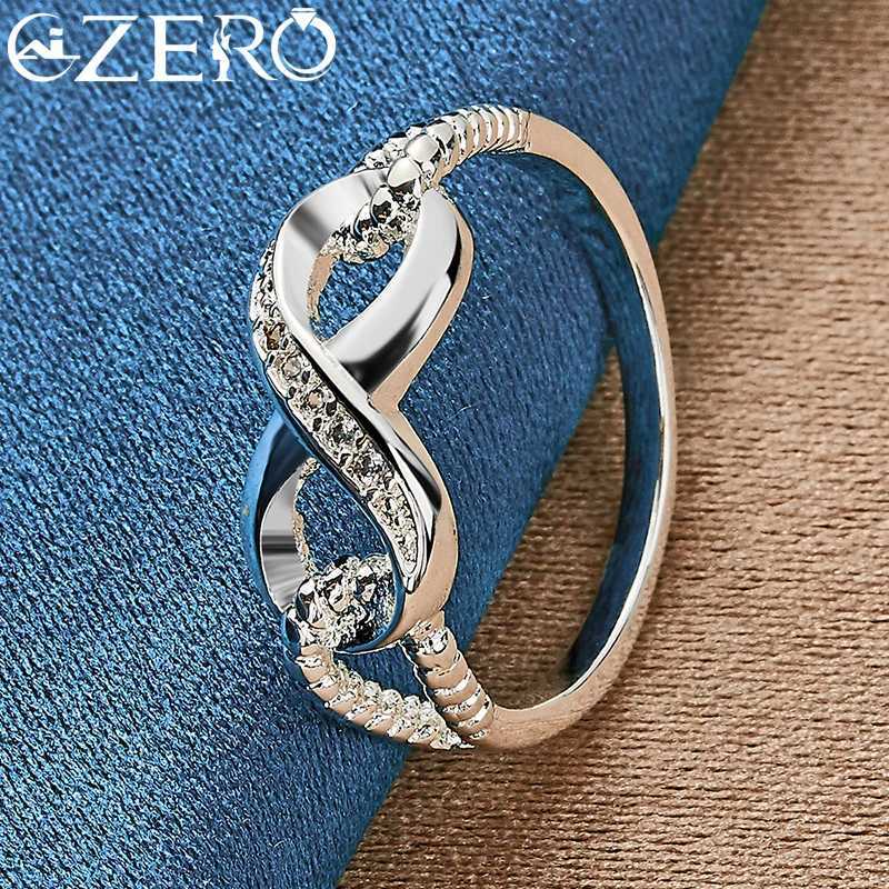 Rings ALIZERO 925 Sterling Band Silver Zircon 8-Shape Ring for Women Wedding Rings Engagement Band Eternal Manifesto Jewelry Couple Gift N260924