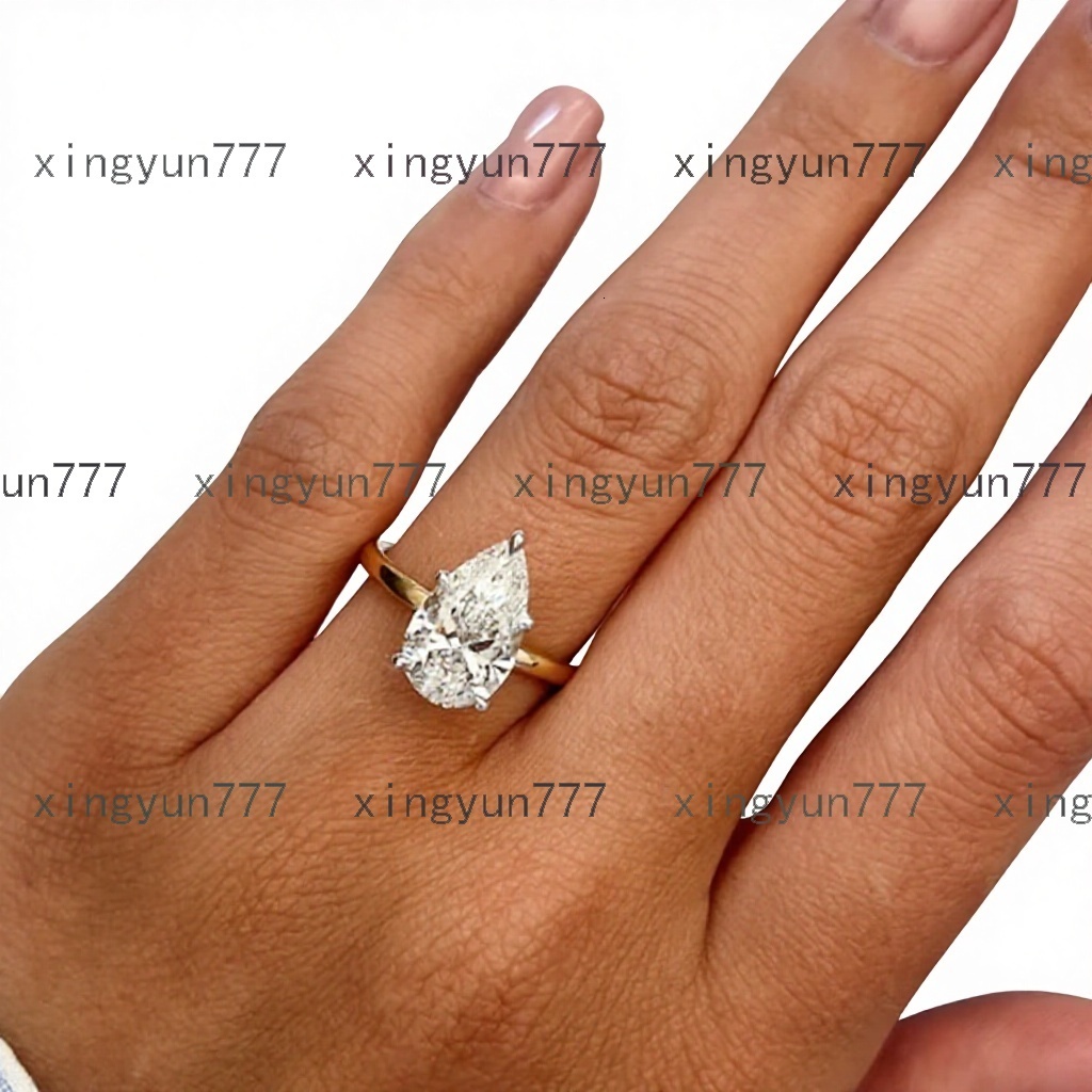 Custom 14K 18K Solid Gold White Yellow Lab Grown Diamond Engagement Ring 1CT D CVD Pear Cut