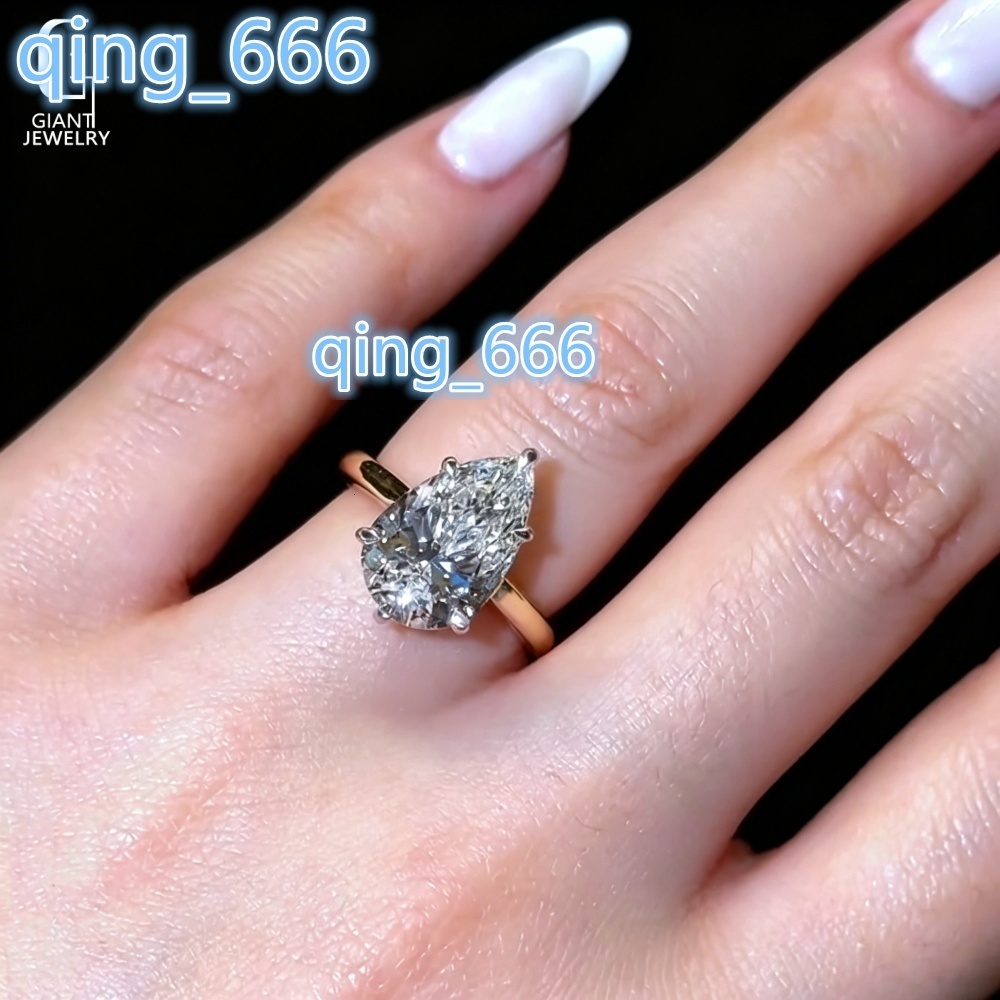 14k 18k Custom Ring 3ct Pear Cut Flower Basket Two Tones CVD 3EX IGI Lab diamond Claw Setting Custom Engagement Ring Women
