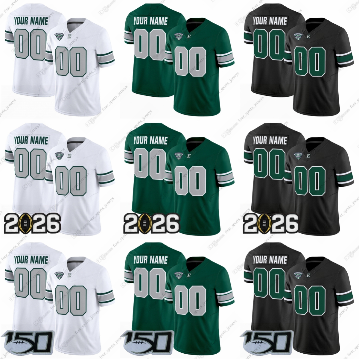 Custom Eastern Michigan Eagles Football Jersey 1 Noah Kim 15 Amareon Blue 2 Nick Devereaux 28 Braydon Bennett 5 Harold Mack 3 Benson Prosper 9 Joshu