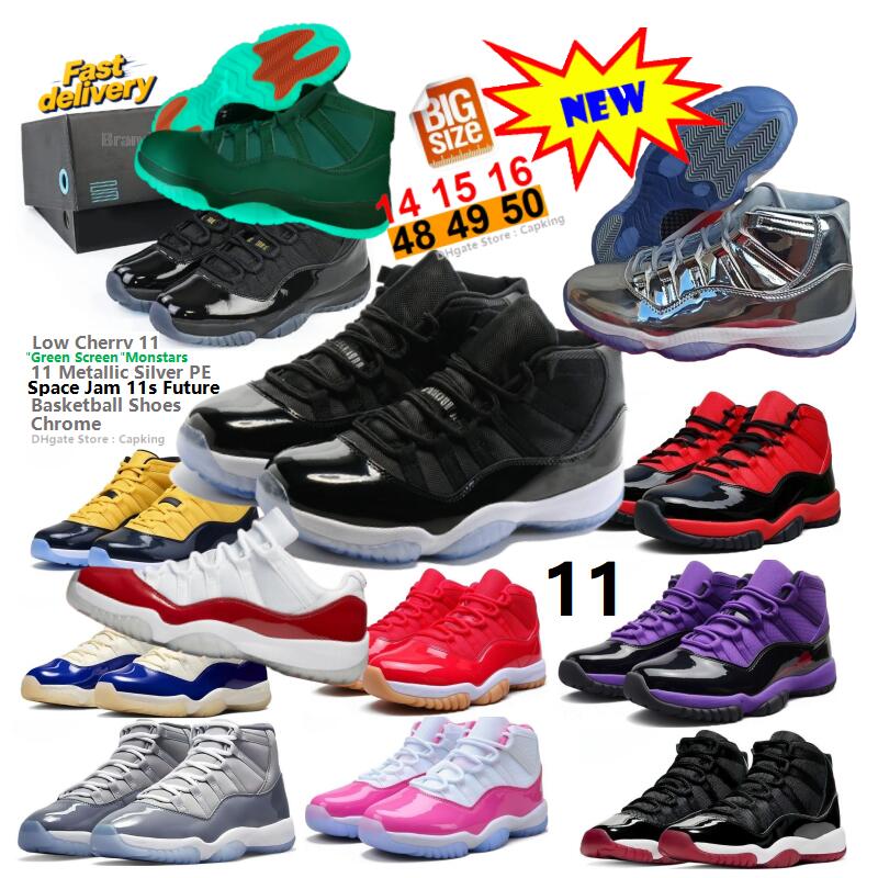 Space Jam 11s Green Screen 11 Future Basketball Shoes Big Size 14 15 16 Gamma 11 Blue concord Bred With Box Men Women Sports shoes 2027 Low Universi