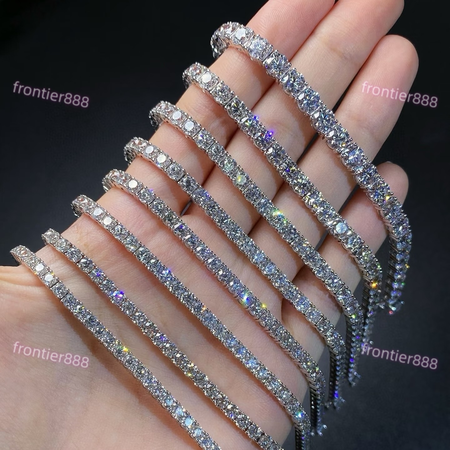 Luxury Fine Jewelry Large-Size 4MM 5MM DEF Lab Grown Diamond Tennis Bracelet 925 Silver Round Cut Diamond Bracelet Tennis Chain