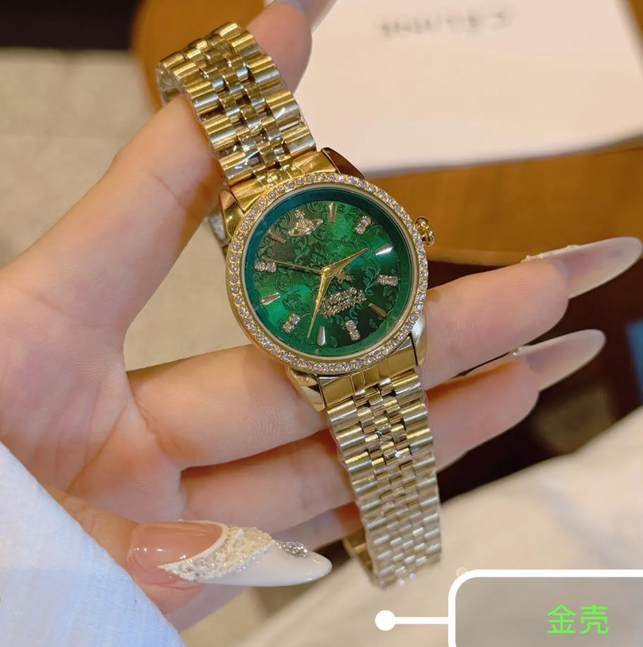 Top women VIVIENNEity WESTWOOD Diamond inlaid watch designer luxury quartz movement watches high quality steel women Wristwatches #2156