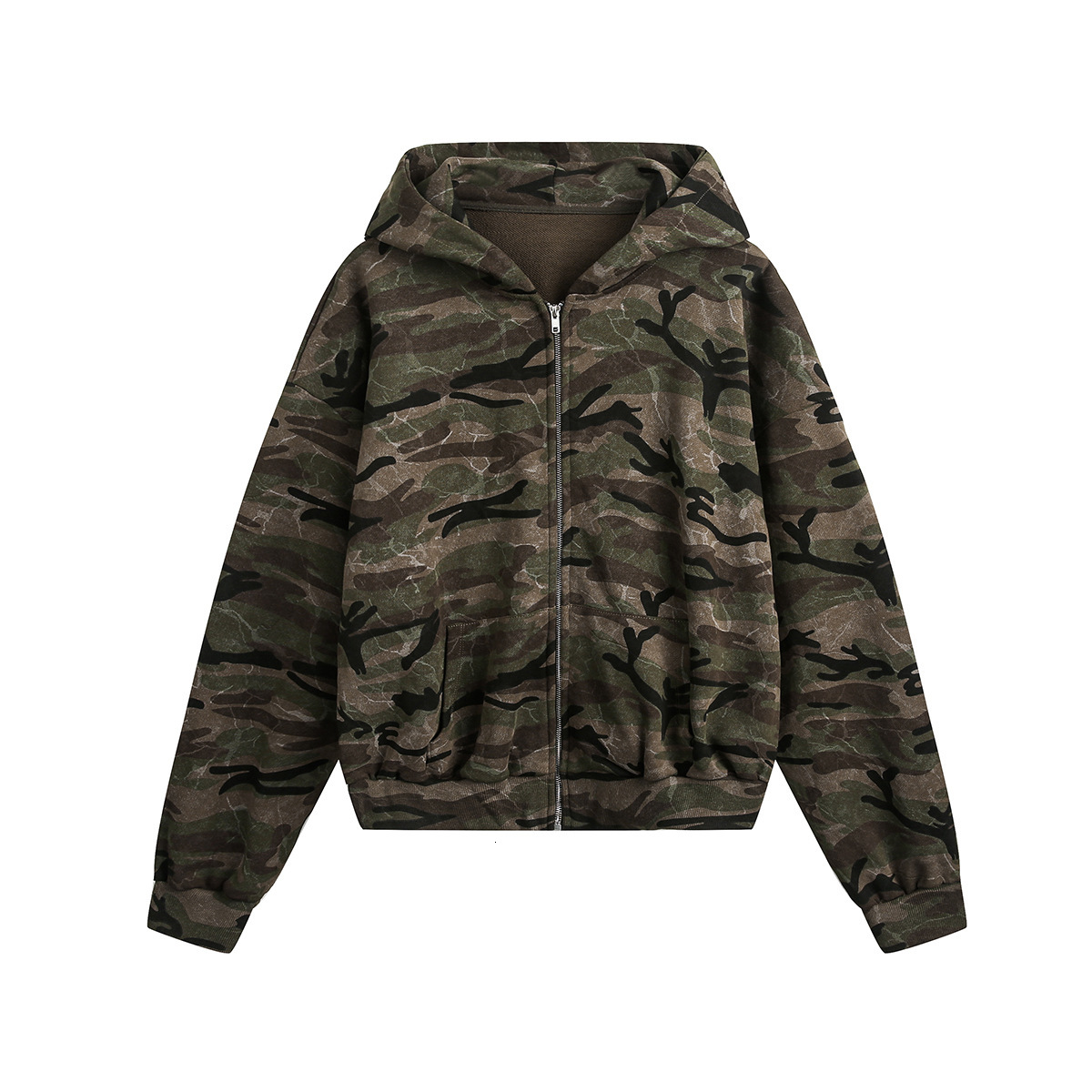 Garment Library Men's 2026 Autumn/Winter New American Street Style Camouflage Hoodie Jacket Couple's Cardigan Zipper Sweatshirt