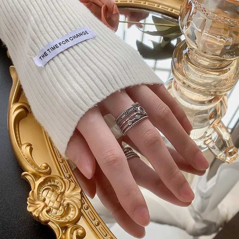 925 Band in Rings New Sterling Silver Retro Irregular Adjustable Rings For Women Wedding Luxury Jewelry Accessories Jewellery Moneys 925 N260924