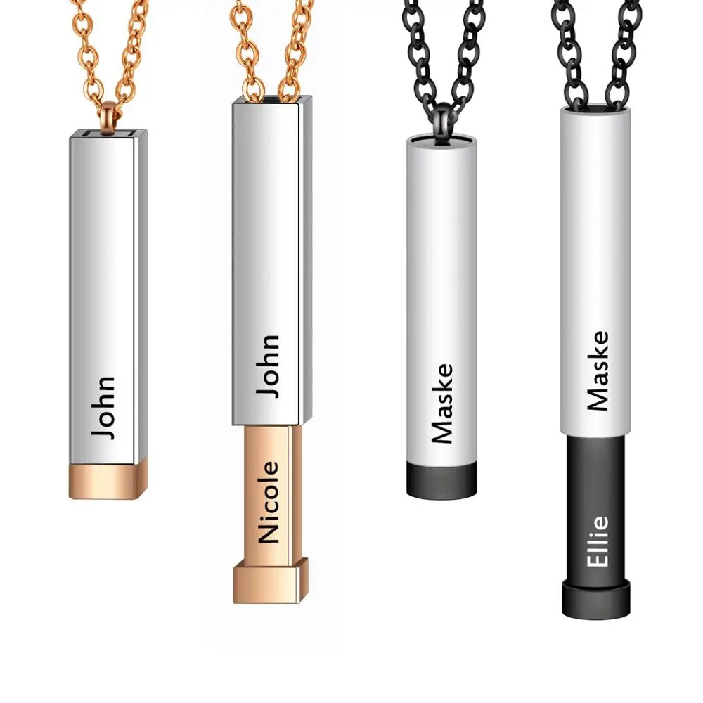 Custom Name Hidden Pendants For Women Personalized Mixed Color Stainless Steel Bar Necklace Engraved Lover Valentines Gifts260918