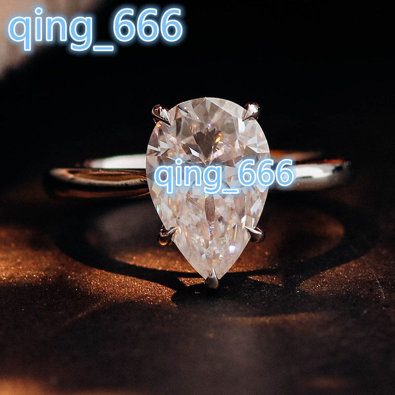 RongZhen 14k 18k Solid Gold Pear Cut Lab Grown Diamond Engagement Ring Men Women IGI Certified 2ct VVS Color D Jewelry Custom