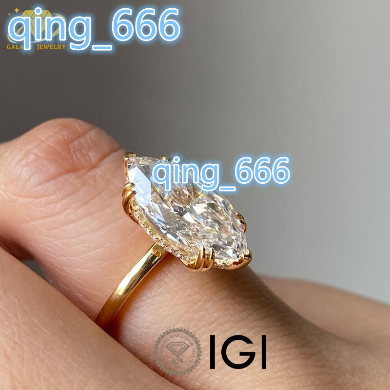 Fine Jewelry 14K 18K Gold Lab Grown Diamond Ring 2CT 3CT CVD HPHT IGI Certified Marquise Cut Lab Grown Diamond Engagement Ring