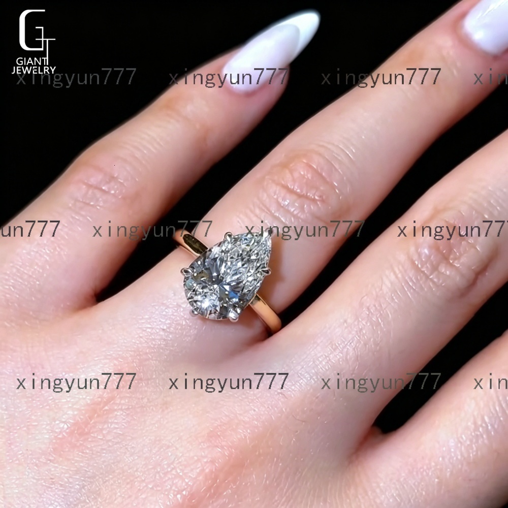 14k 18k Custom Ring 3ct Pear Cut Flower Basket Two Tones CVD 3EX IGI Lab diamond Claw Setting Custom Engagement Ring Women