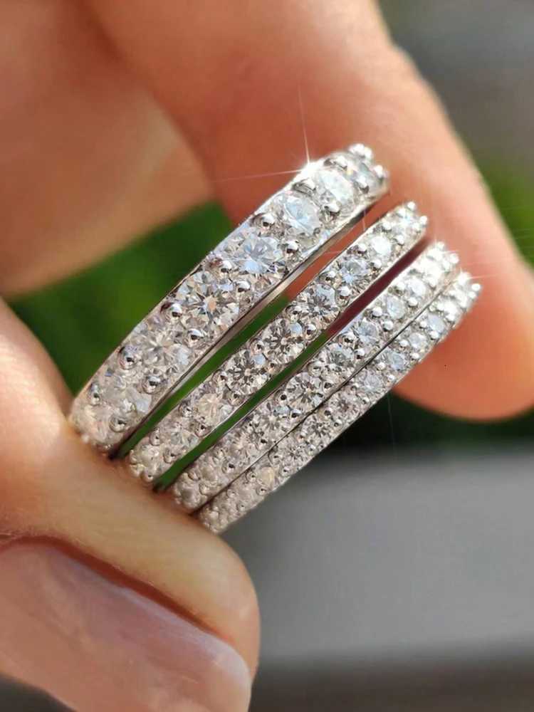 Sterling 925 Band Silver Rings Luxury Fashionable 1.4MM 1.6MM 1.8MM Full Zircon Ring For Women Engagement Wedding High Quality Fine Jewelry N260924
