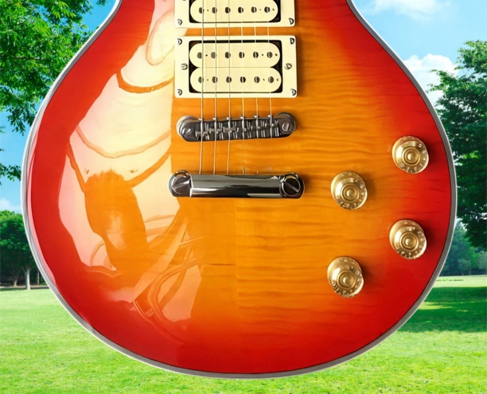 It's hot. Custom shop ace frehley Signature 3 pickup electric guitars, Vintage sunburst Tiger Flame Custom guitars free shipping #3658899