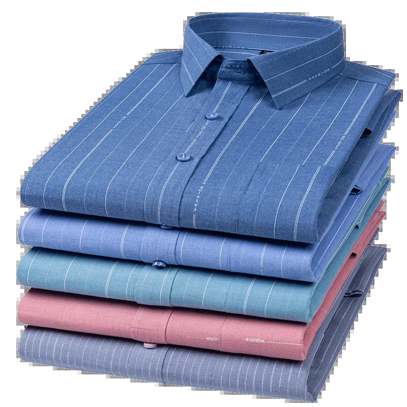 Long Sleeve Shirt for Men Casual Single Pocket Button Striped Casual Shirt Men Long Sleeve Slim Fit Male Social Formal Shirts 260922