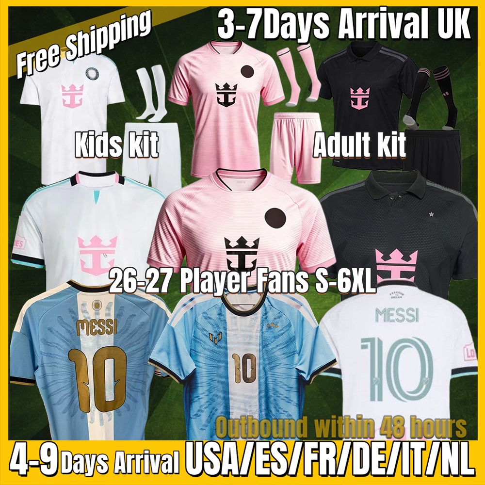 xxxl 4xl Maglia Miami 26 27 Miami CASEMIRO messi 26 27 blu 3a maglia da calcio Donna Giocatore di football Fans versione Grigio Camicia nera Kit per