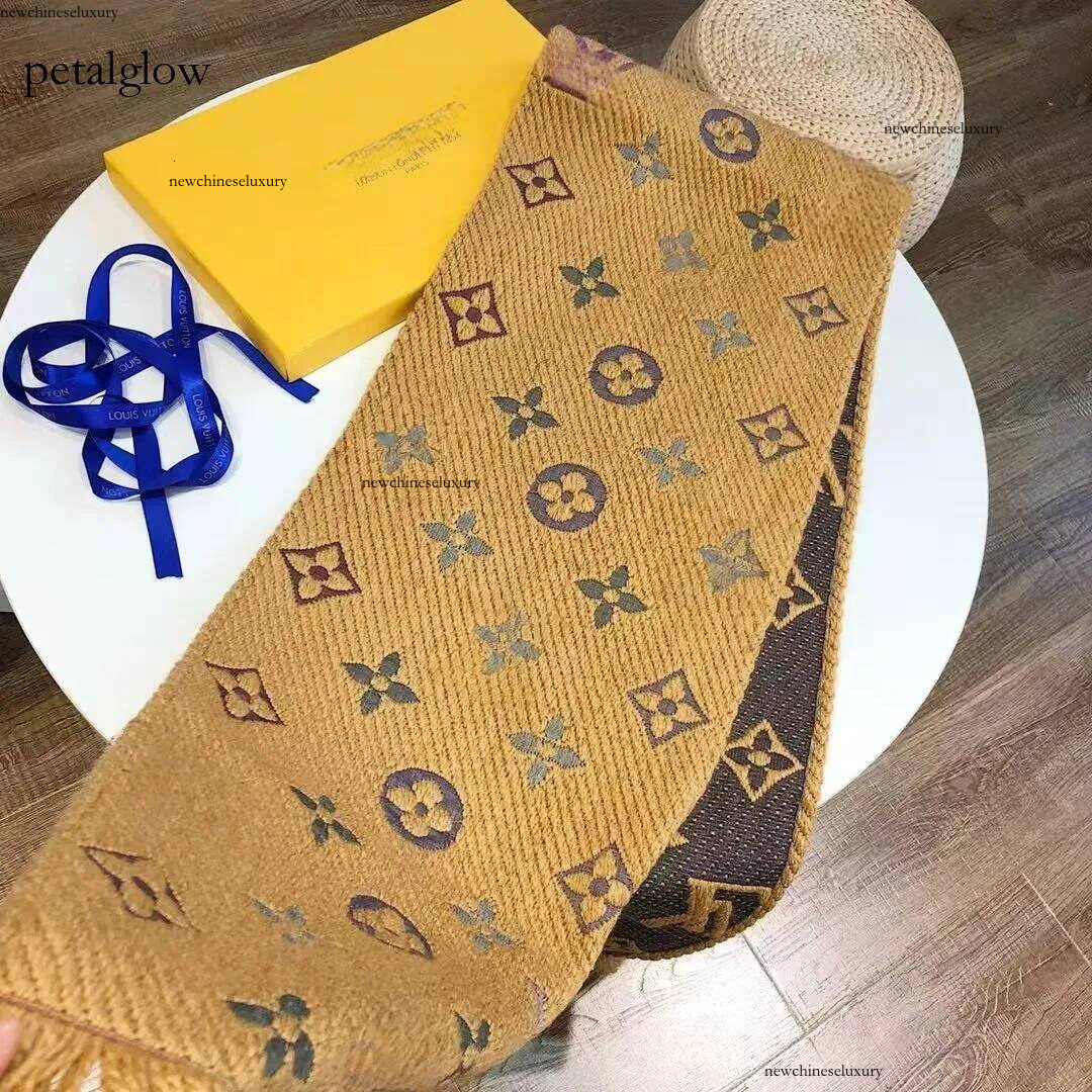 Louise Dames Marque De Luxe Double Face Monogramme Écharpe En Tricot Rose Laine Soie Épais Chaud Hiver Wrap Designer Cou Châle Avec Boîte Jaune P
