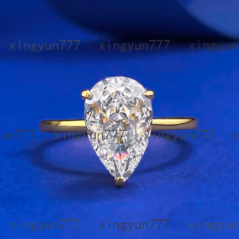 S925 silver water drop ring cross-border new European and American 7*11 ice flower cut pear-shaped ring