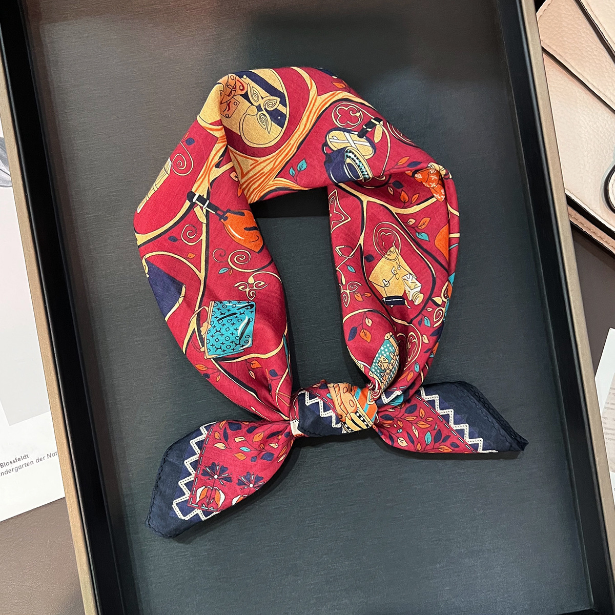 New Happiness Tree cotton square women, sweet elegant silk summer, perfect for work, versatile and stylish, a professional small neck scarf