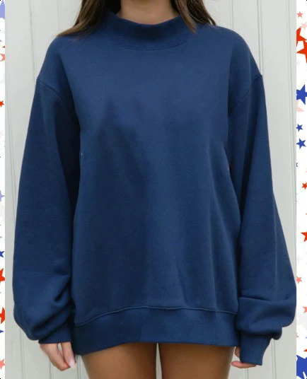2026 Womens Sweatshirts Ladies Casual Hoodies Spring Autumn Long Sleeve Mock Neck Tops Plus Size Relaxed Fit 260924
