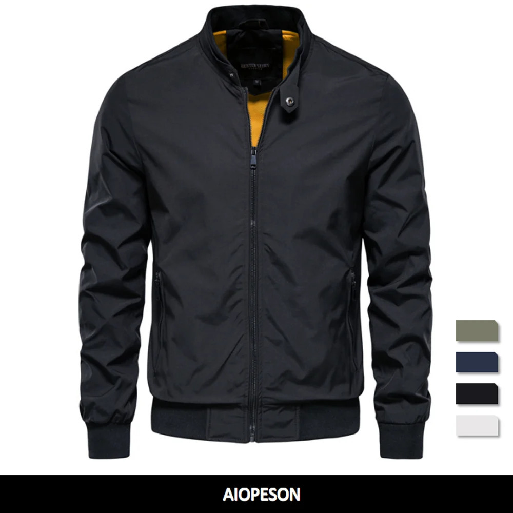 AIOPESON Solid Color Baseball Jacket Men Casual Stand Collar Bomber Mens Jackets Autumn High Quality Slim Fit Jackets for Men 260923