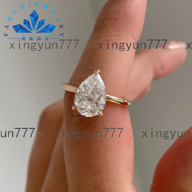 Fancy Jewelry 14K 18K Gold Moissanite Ring 2CT Emerald Pear Marquise Square Shapes Gemstone Classic Styles