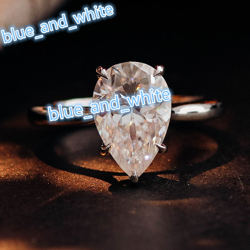 RongZhen 14k 18k Solid Gold Pear Cut Lab Grown Diamond Engagement Ring Men Women IGI Certified 2ct VVS Color D Jewelry Custom