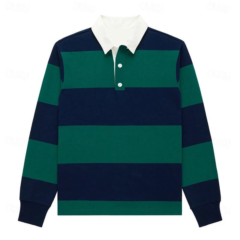 Simple Fashion Striped Polo Shirts For Men Casual Autumn Long Sleeve 3D Printed Golf Polo Shirt Loose Breathable Lapel Tops 260922